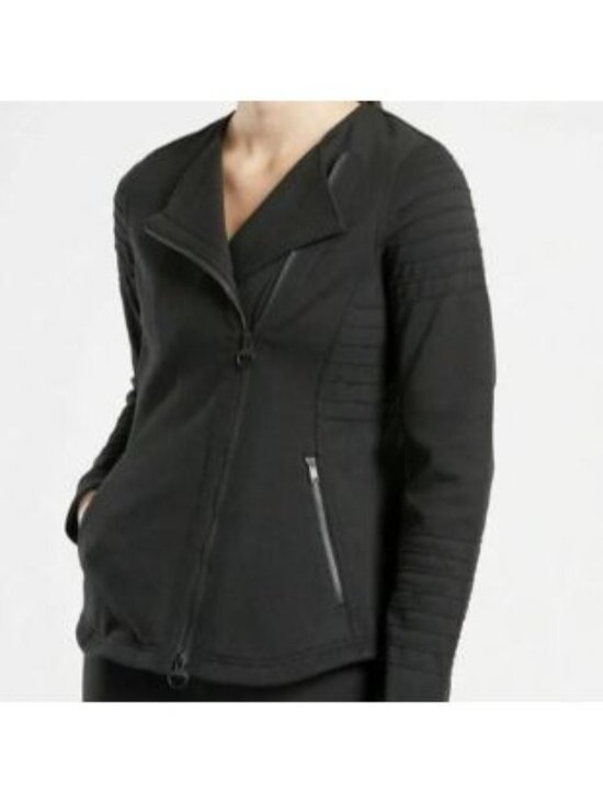 Athleta Jackets & Blazers - Athleta Black Asymmetrical Full Zip Moto Jacket